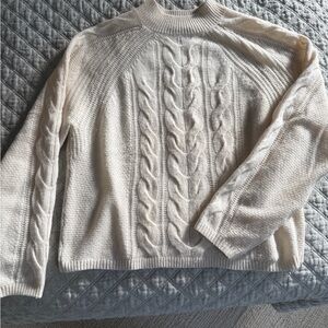 Banana Republic Cream Cable Knit Turtleneck Sweater